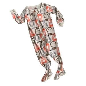 Tea Collection Woodland Animals Footed Pajamas - Cream Brown Orange Gray - 3-6M